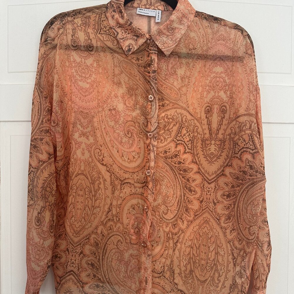 Asos Design Sheer Button Up Shirt Size 2